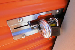A close up of a storage lock